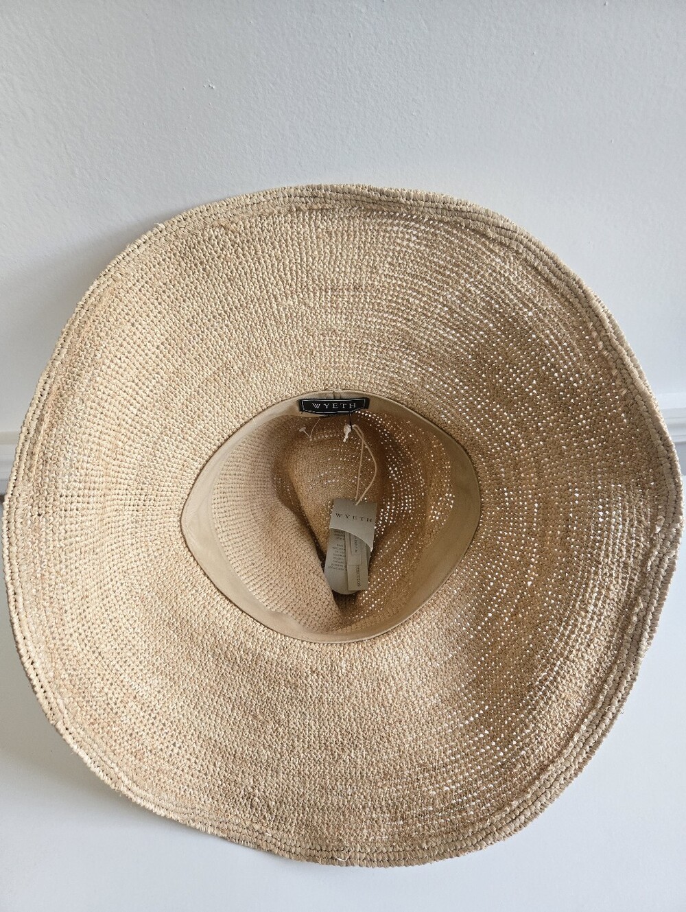 New Wyeth Lina Raffia Packable Adjustable Wide Brim Natural Sun Hat One Size NWT - Picture 13 of 14